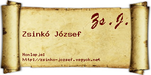 Zsinkó József névjegykártya